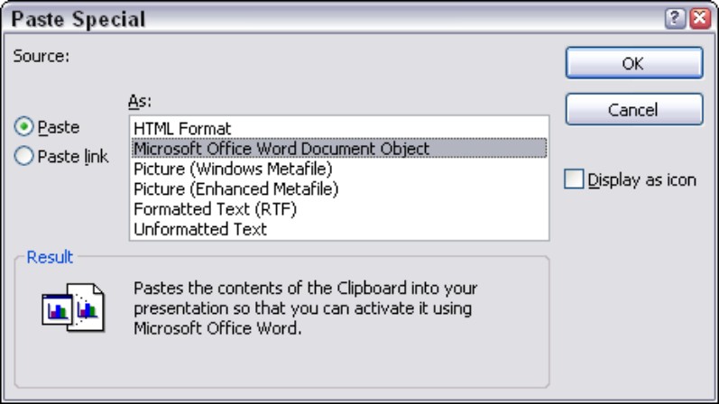 Figure 4-3: Choose the program you will use to create the embedded object.